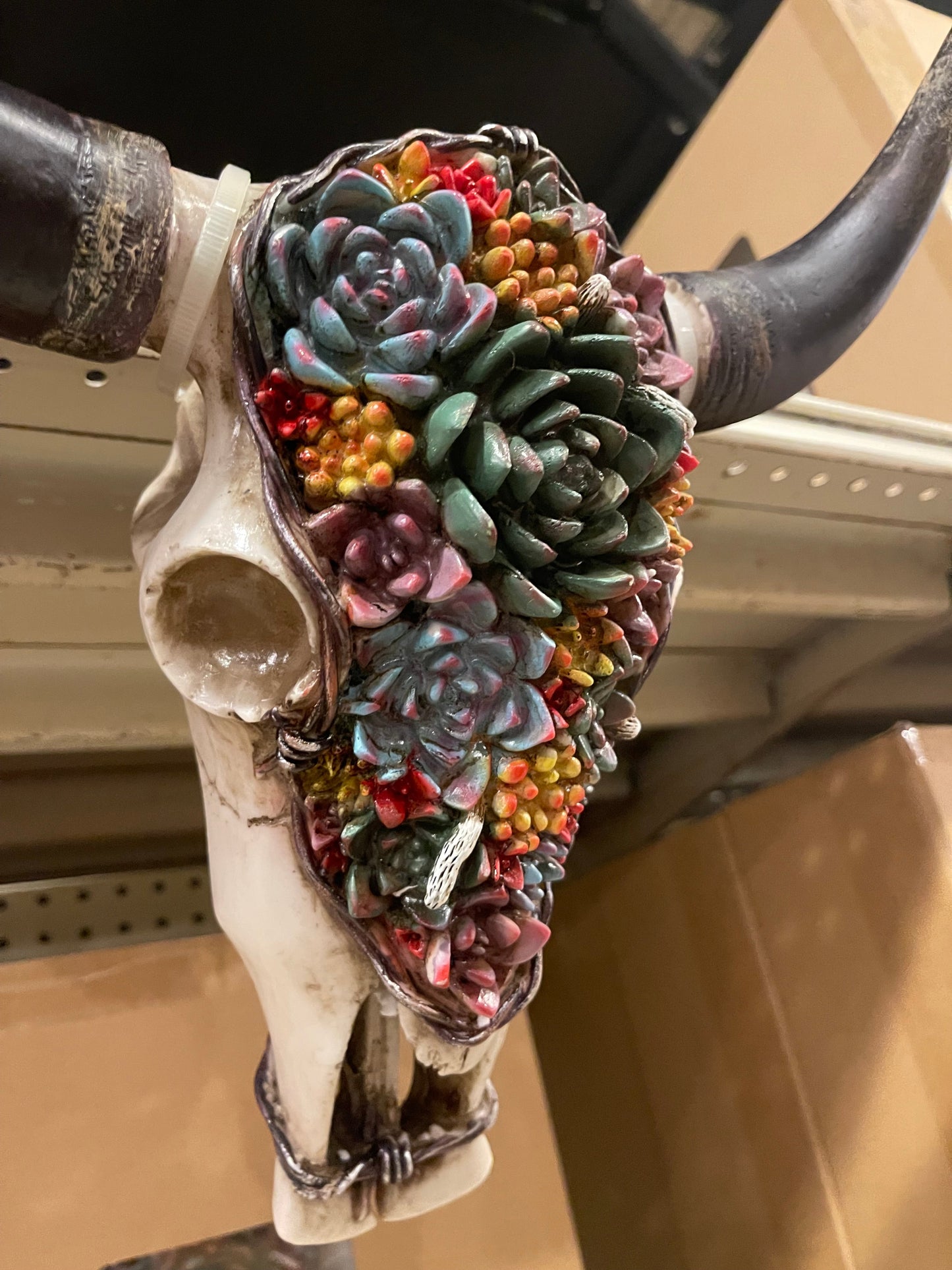 Multi Floral Cowskull Wall Decor