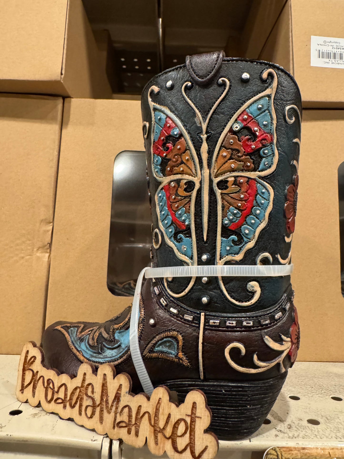 RA54012 Black Butterfly Boot Vase