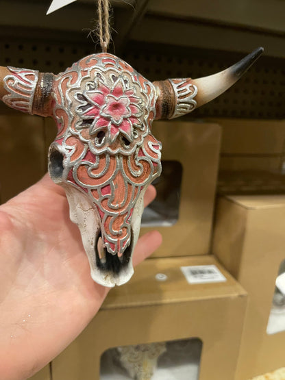 Set of 3 Cowskull Ornament RearView Hangers