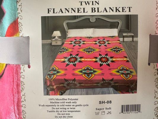 Twin Pink Aztec Blanket
