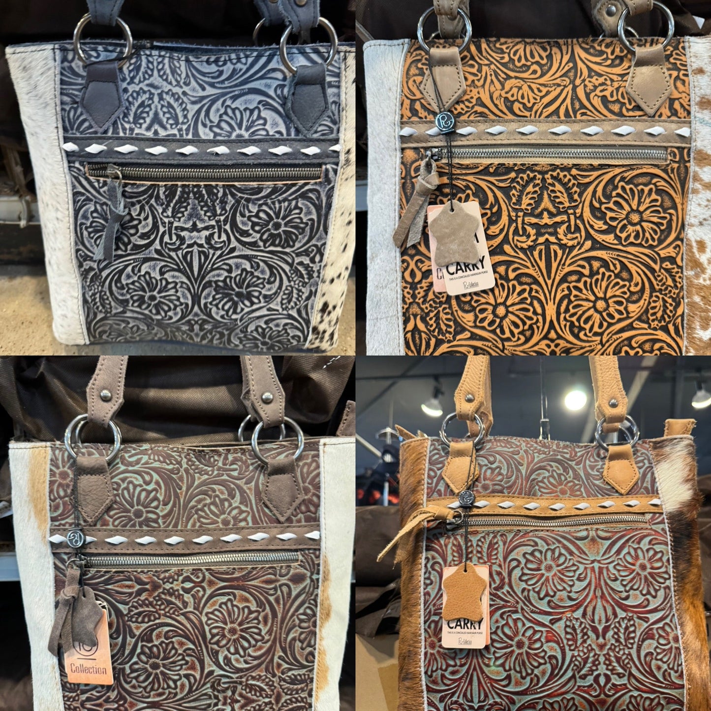 BA2820 Full Tooled Cowhide Handbag