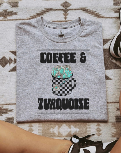 Coffee & Turquoise Graphic Tee