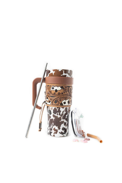 Myra Bag - Wide Wyoming Tumbler In Brown and White