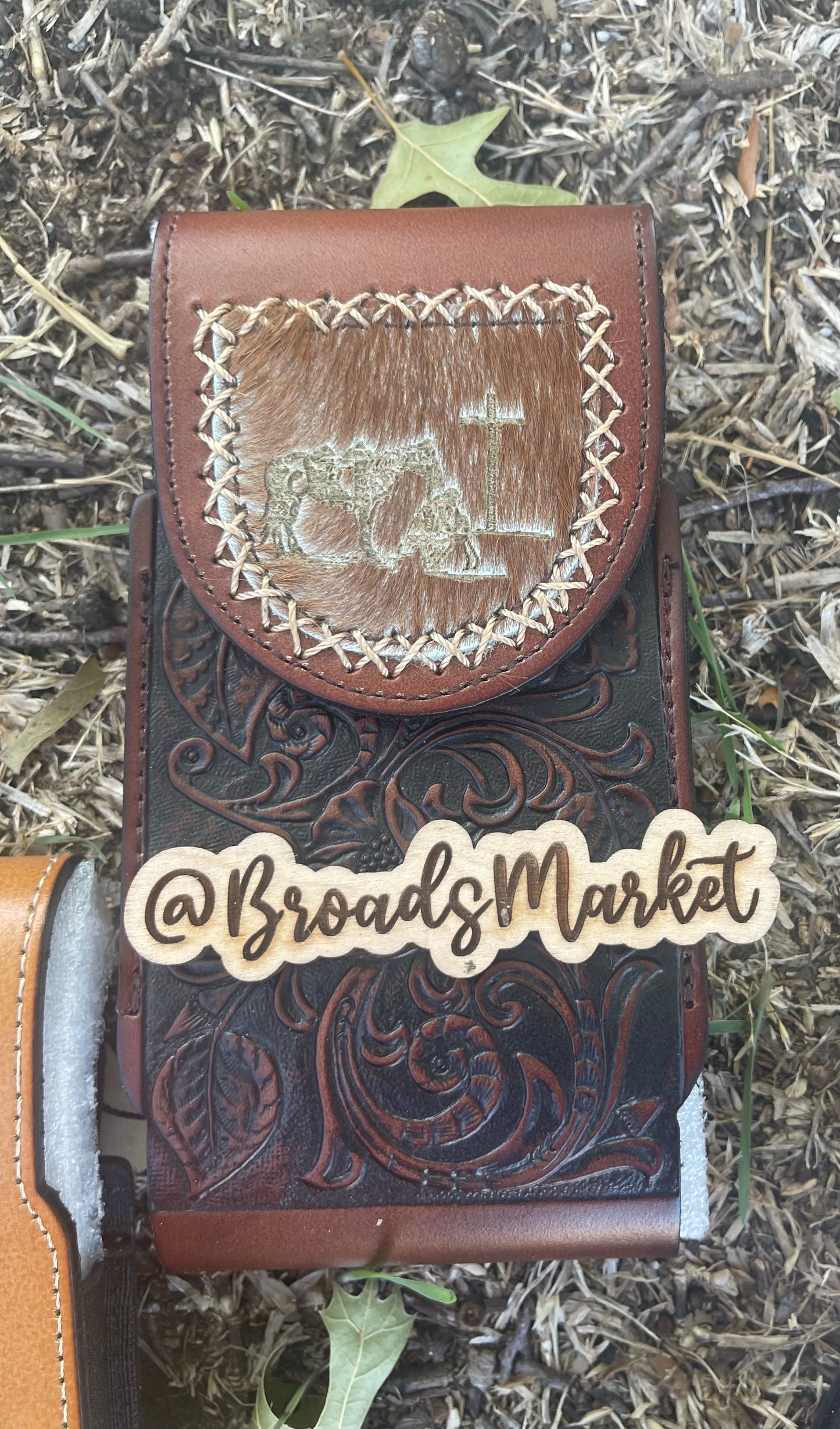 Tooled Leather Belt Phone Holders