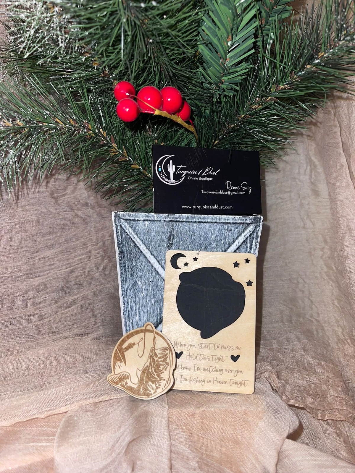 Fishing in Heaven – Wooden Memorial Pocket Hug