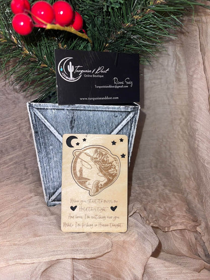 Fishing in Heaven – Wooden Memorial Pocket Hug