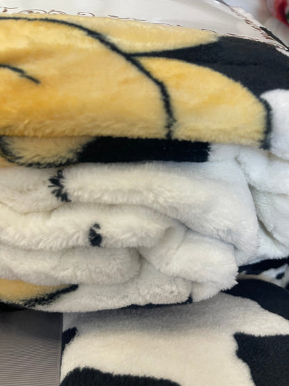 Twin Turquoise Stone Sunflower Cow Print Blanket