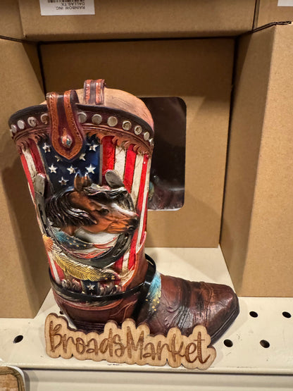 RA7371 Horseshoe Horse Boot Piggy Bank