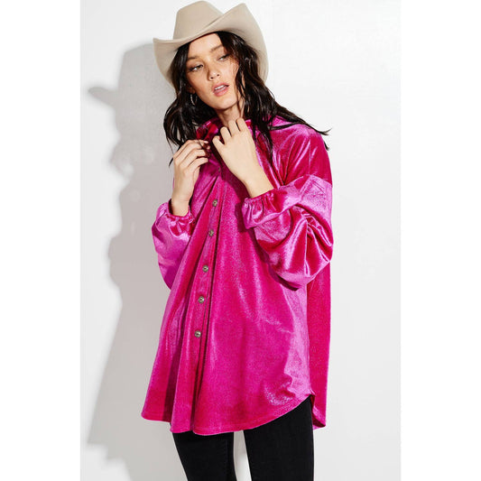 Phil Love - Velvet Button up Bishop sleeve Shirt Jacket coat
