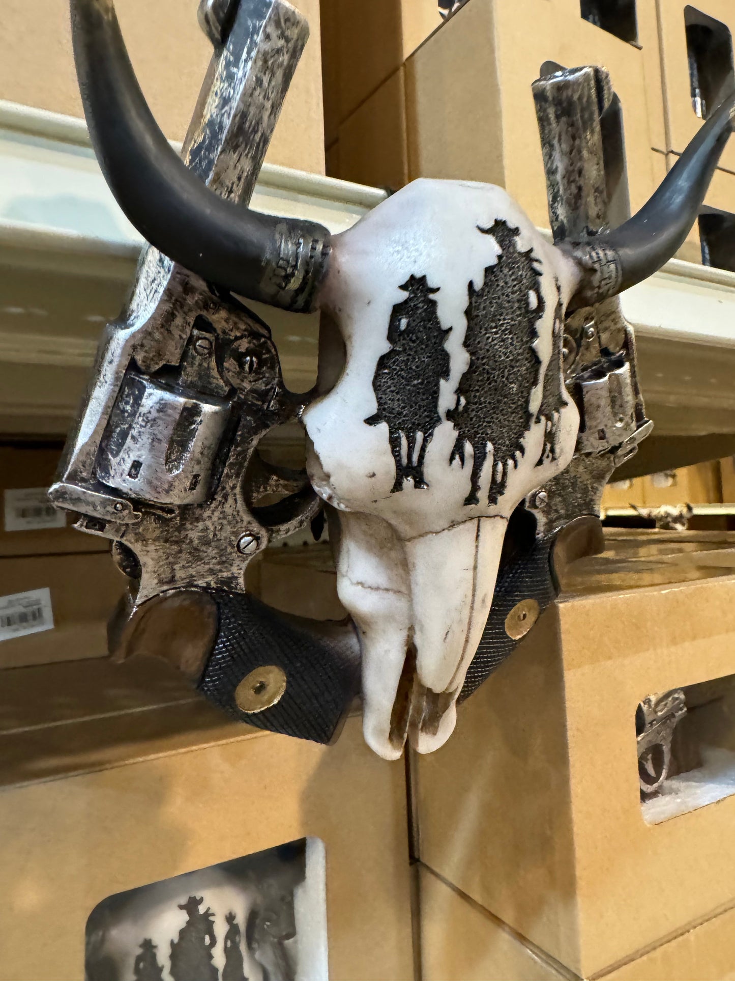 Western Pistol Cowskull Wall Decor