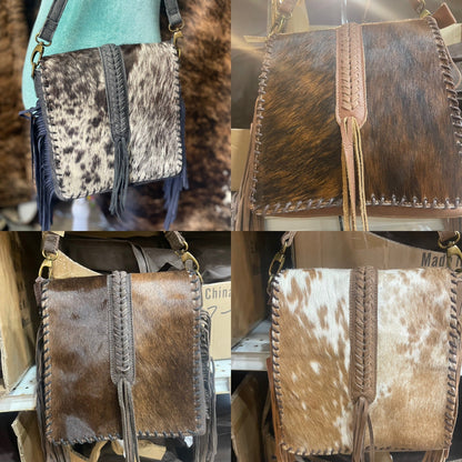 Braided Cowhide Crossbody Purse