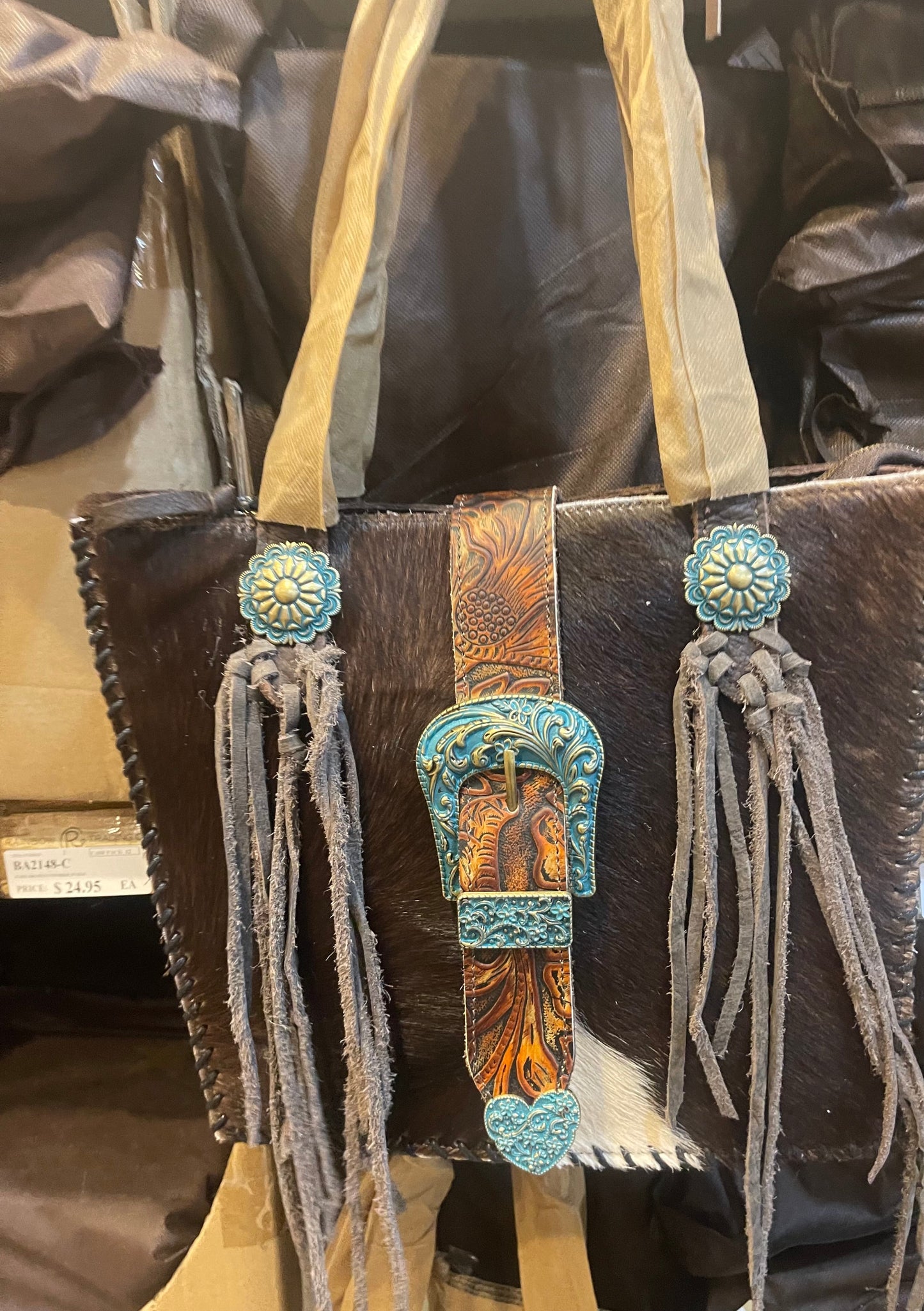 Belt Buckle Concealed Pocket Handbag Purse