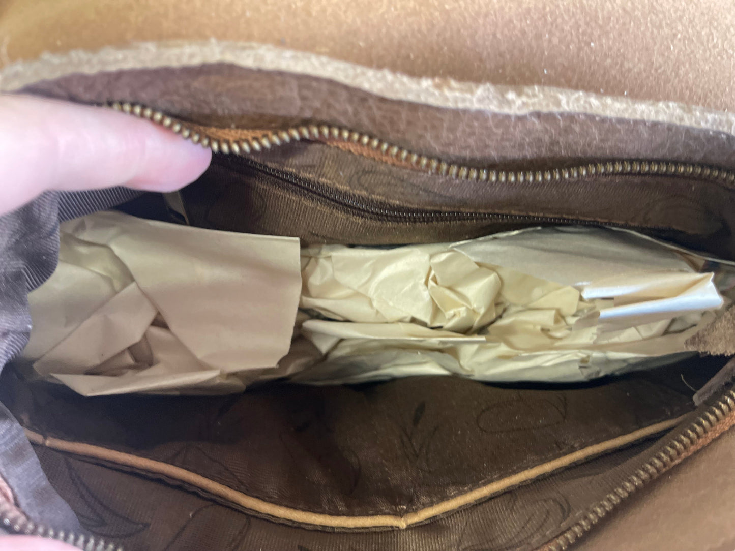 Turquoise Stone Cowhide Tooled Crossbody Purse