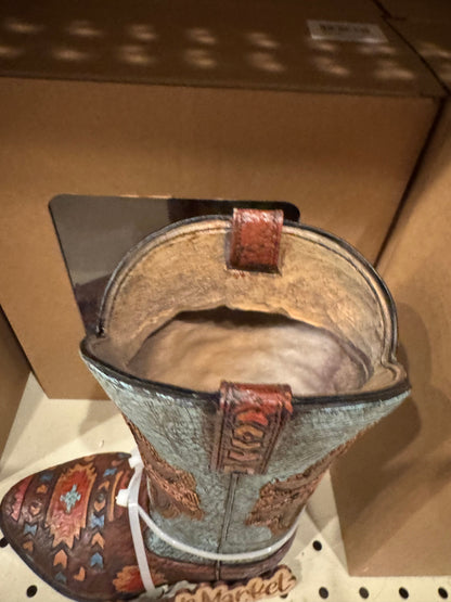 RA6182 Turquoise Aztec Ziglag Boot Vase