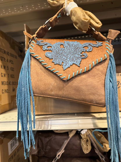 BA2068 Floral Stitched Fringe Envelope Purse