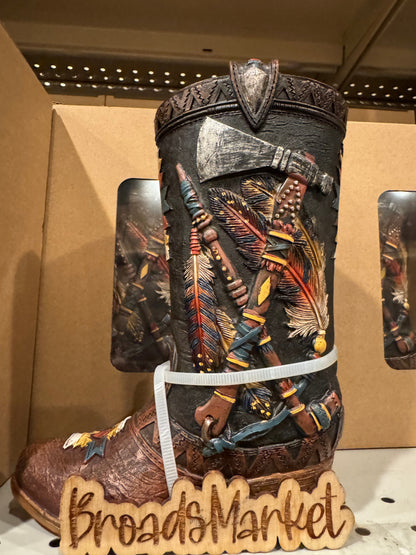RA6187 Native Tomahawk Boot Vase