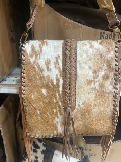 Braided Cowhide Crossbody Purse