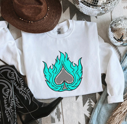 Turquoise Flame Crewneck