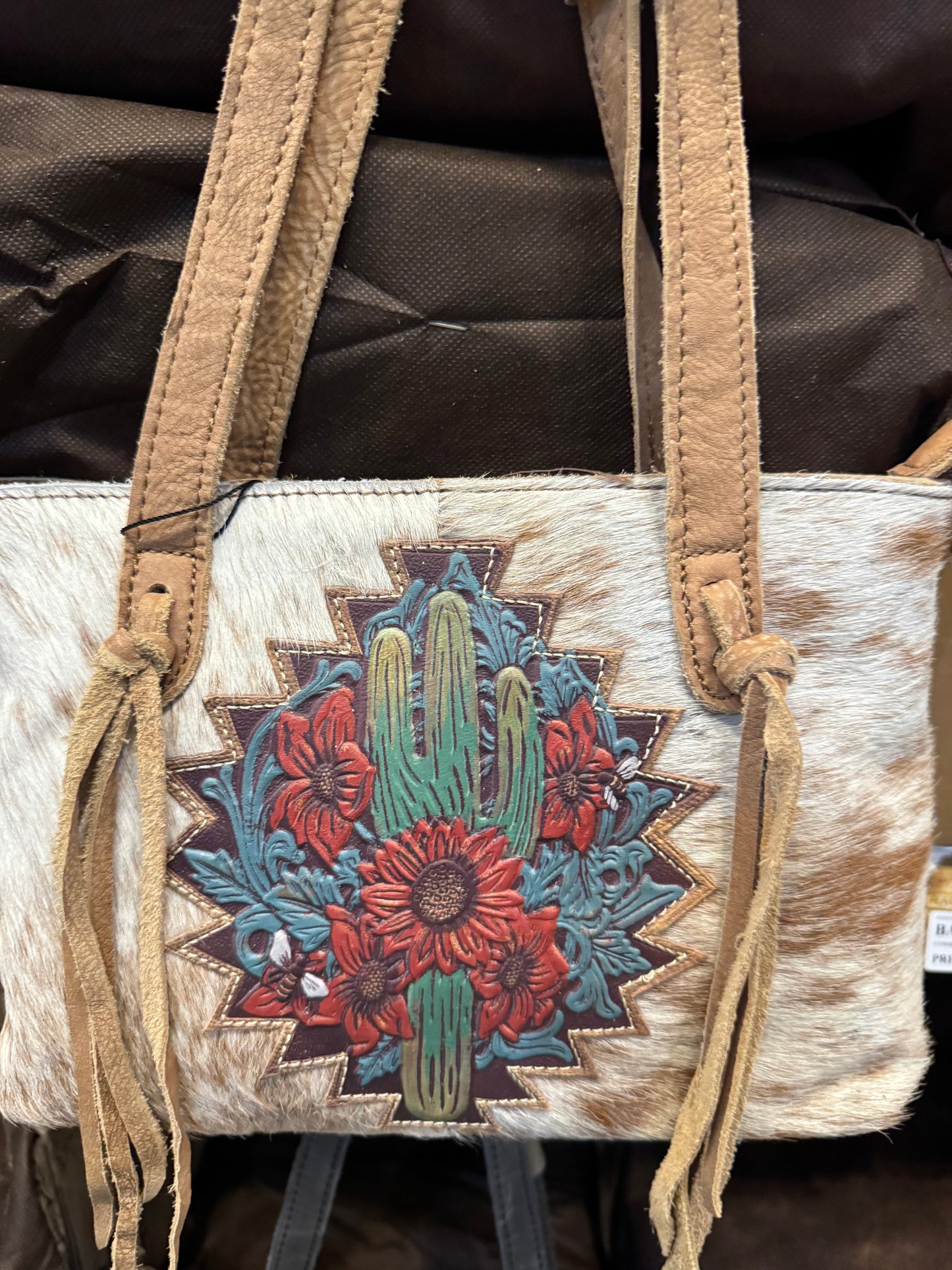 BA2842 Cactus Tooled Leather Cowhide Purse