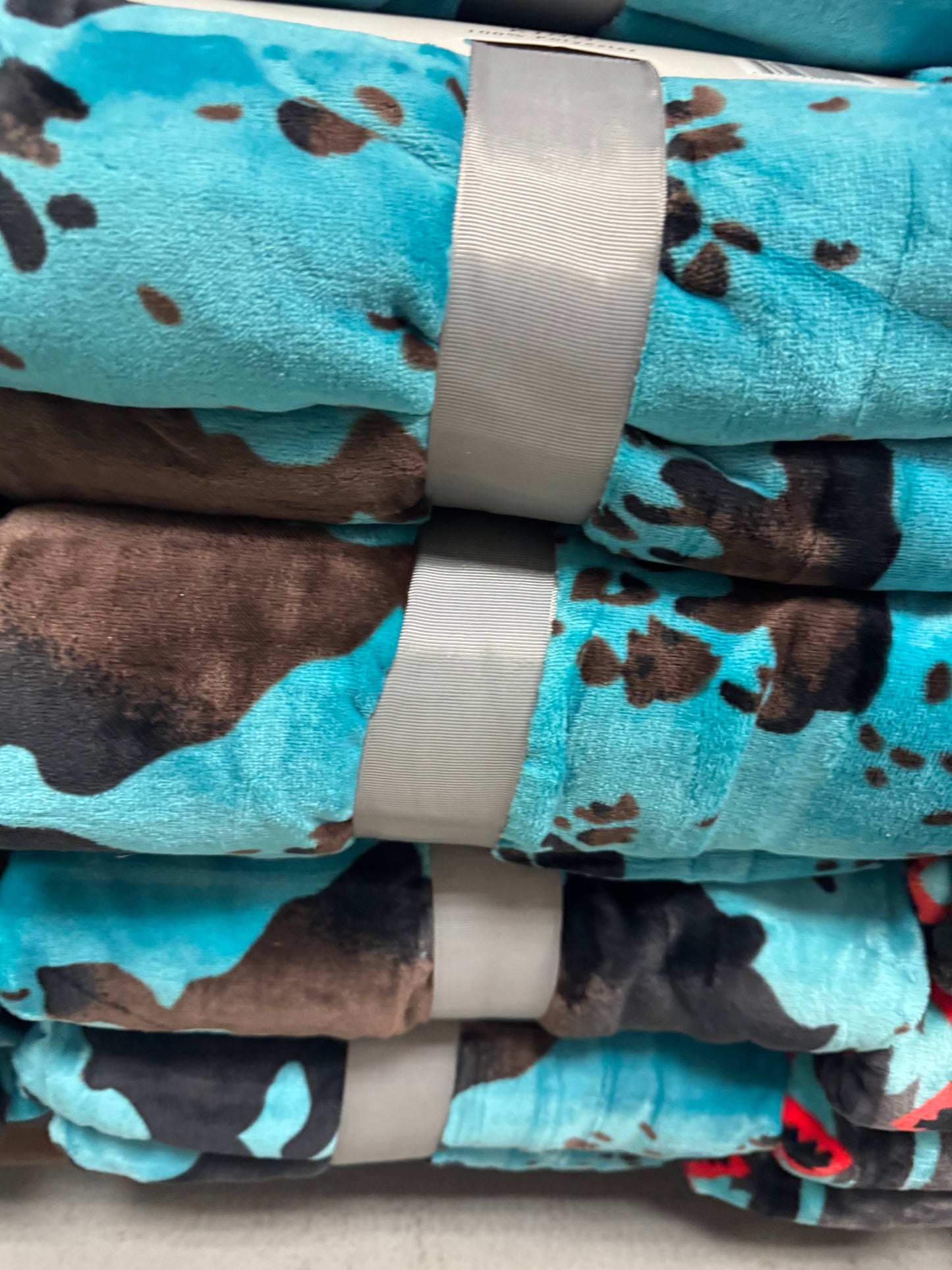 Turquoise Cow Print Super Plush Blanket