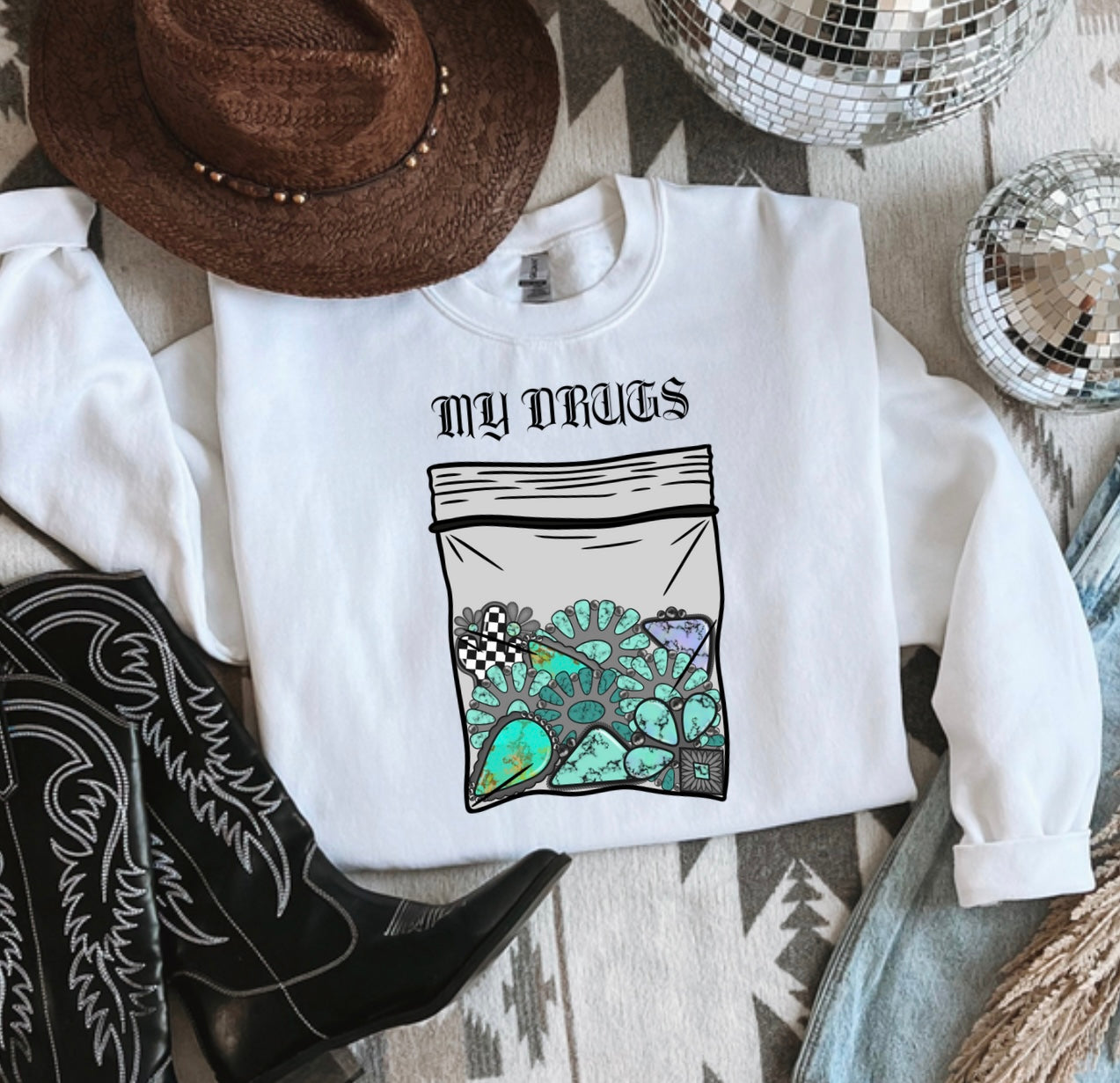 Feining For Turquoise Crewneck