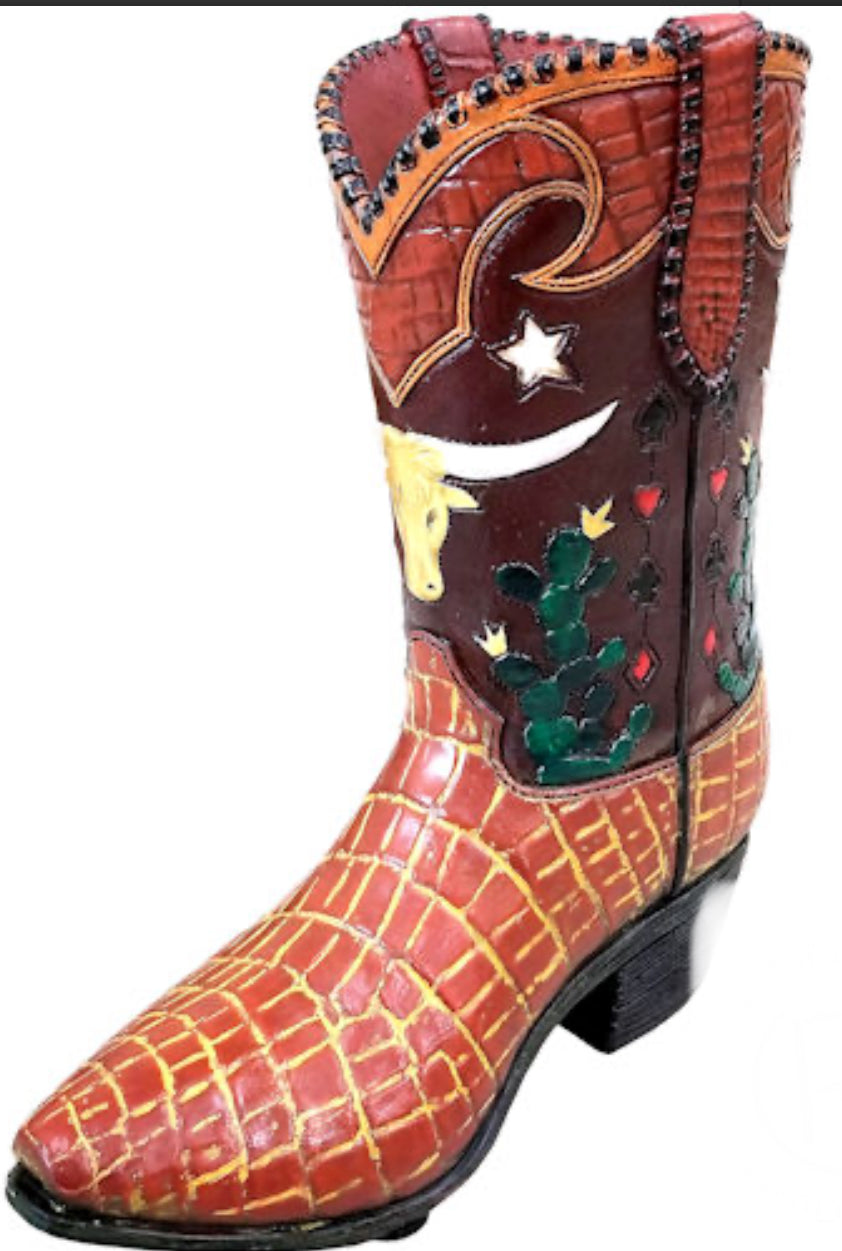 RA7155 Cowskull Crocodile Boot Vase