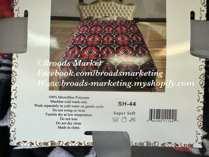 Queen Damien Plush Red & Black Blanket