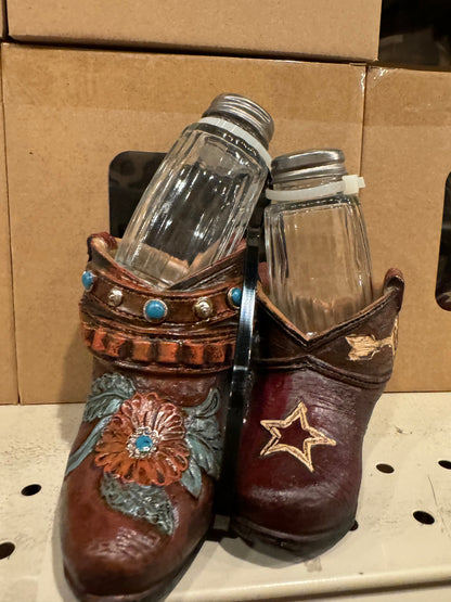 Turquoise Star Boot Salt & Pepper Shaker Set