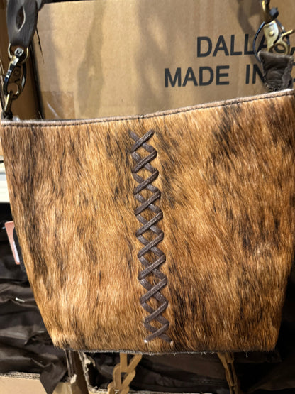 BA2117 X Stitched Crossbody Cowhide Purse