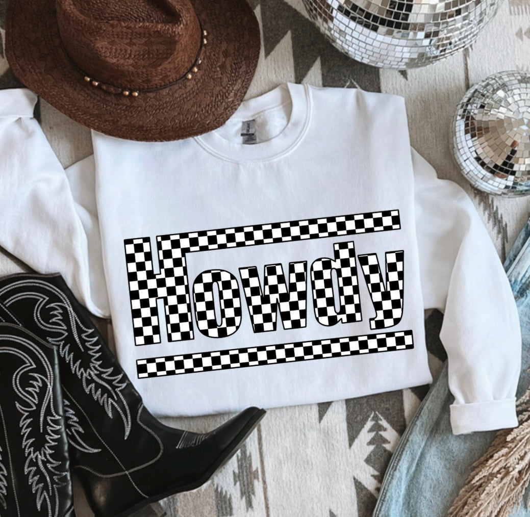 Checkered Howdy Crewneck