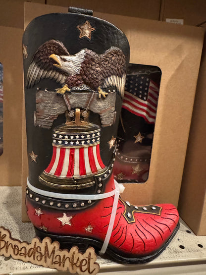 RA7449 US Liberty Bell Flag Eagle Boot Vase