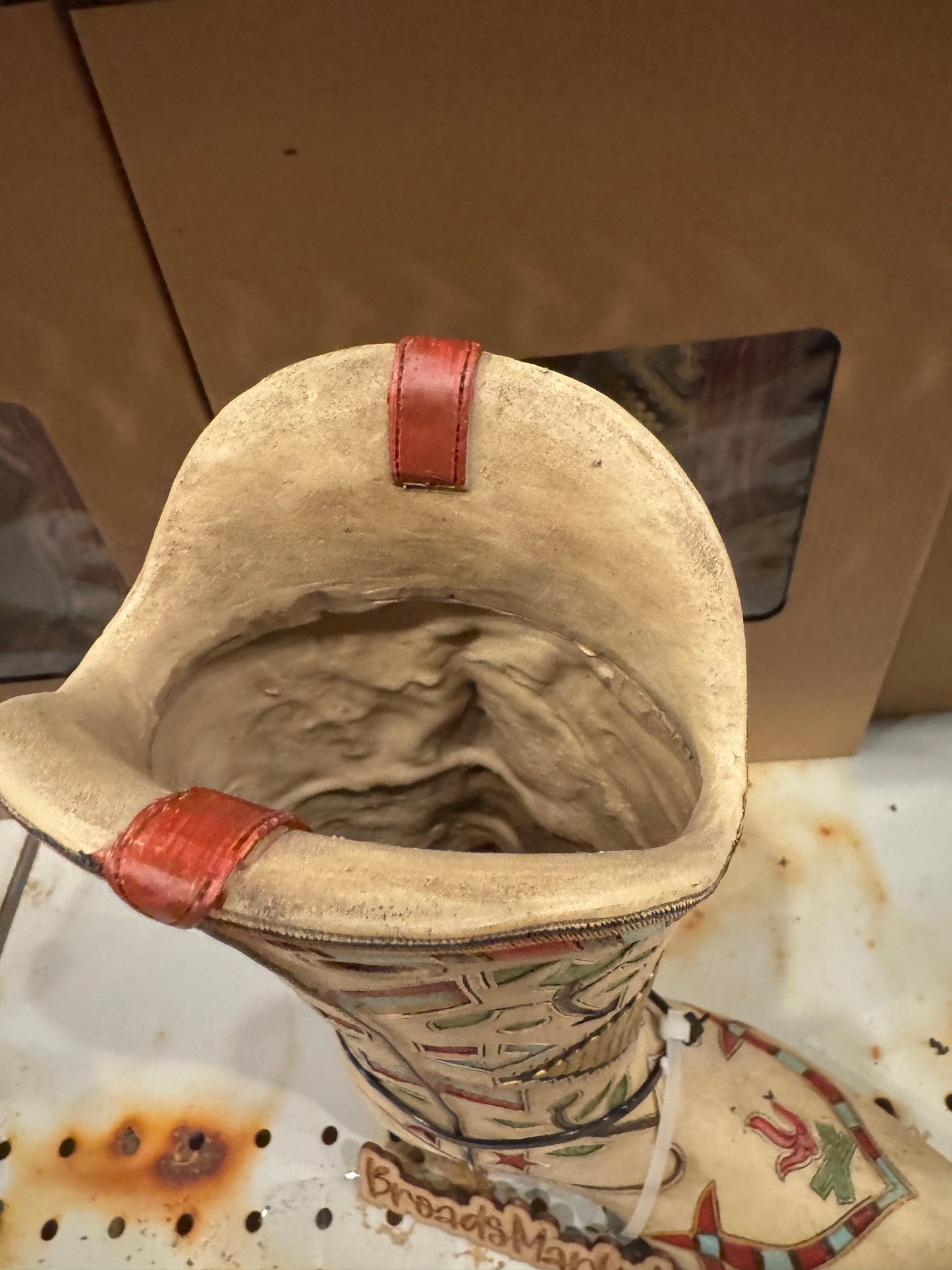 RA5933 Beige Aztec Boot Vase