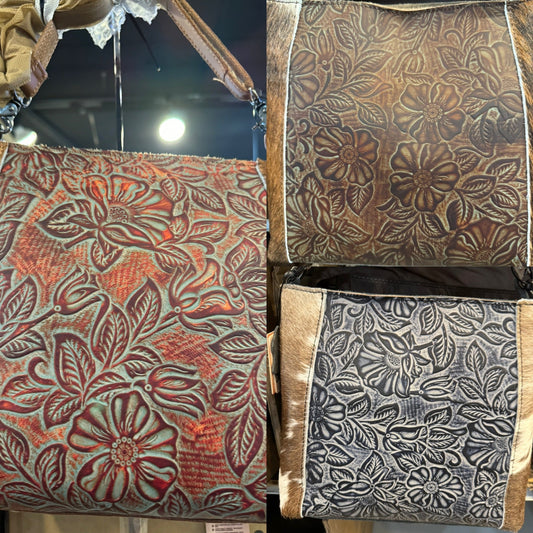 Floral Tooled Cowhide Purse BA2826
