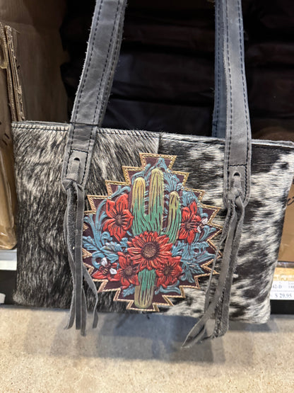 BA2842 Cactus Tooled Leather Cowhide Purse
