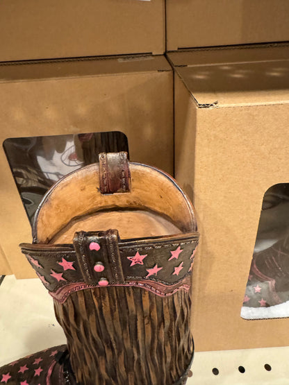 Pink Fringe Star Boot Vase