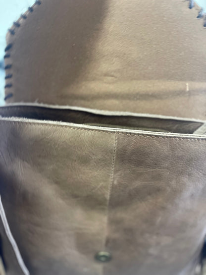 Turquoise Stone Cowhide Tooled Crossbody Purse