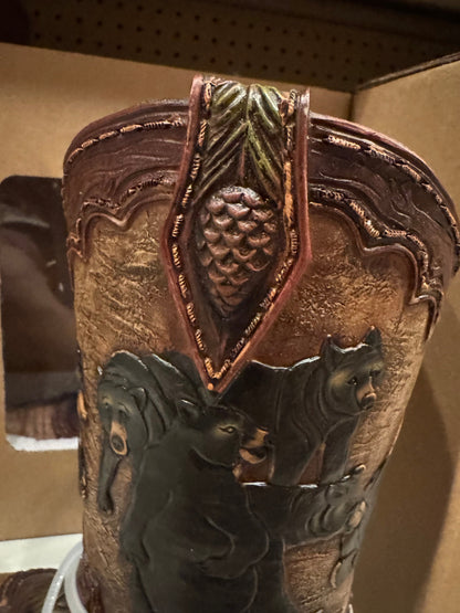 RA7571 Black Bear Acorn Boot Vase