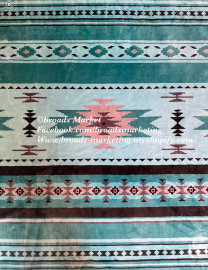 Light Blue Piper Aztec Super Plush