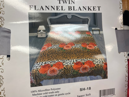 Twin Cheetah Leopard Rose Blanket
