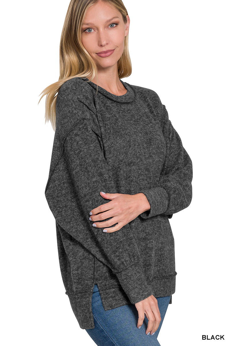 Plus Size Brushed Melange Hacci oversized sweater