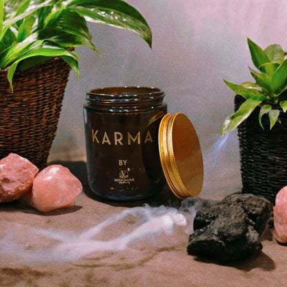 KARMA CANDLE - HIDDEN CRYSTALS INSIDE! Organic Soy 8oz, Insanely long lasting!