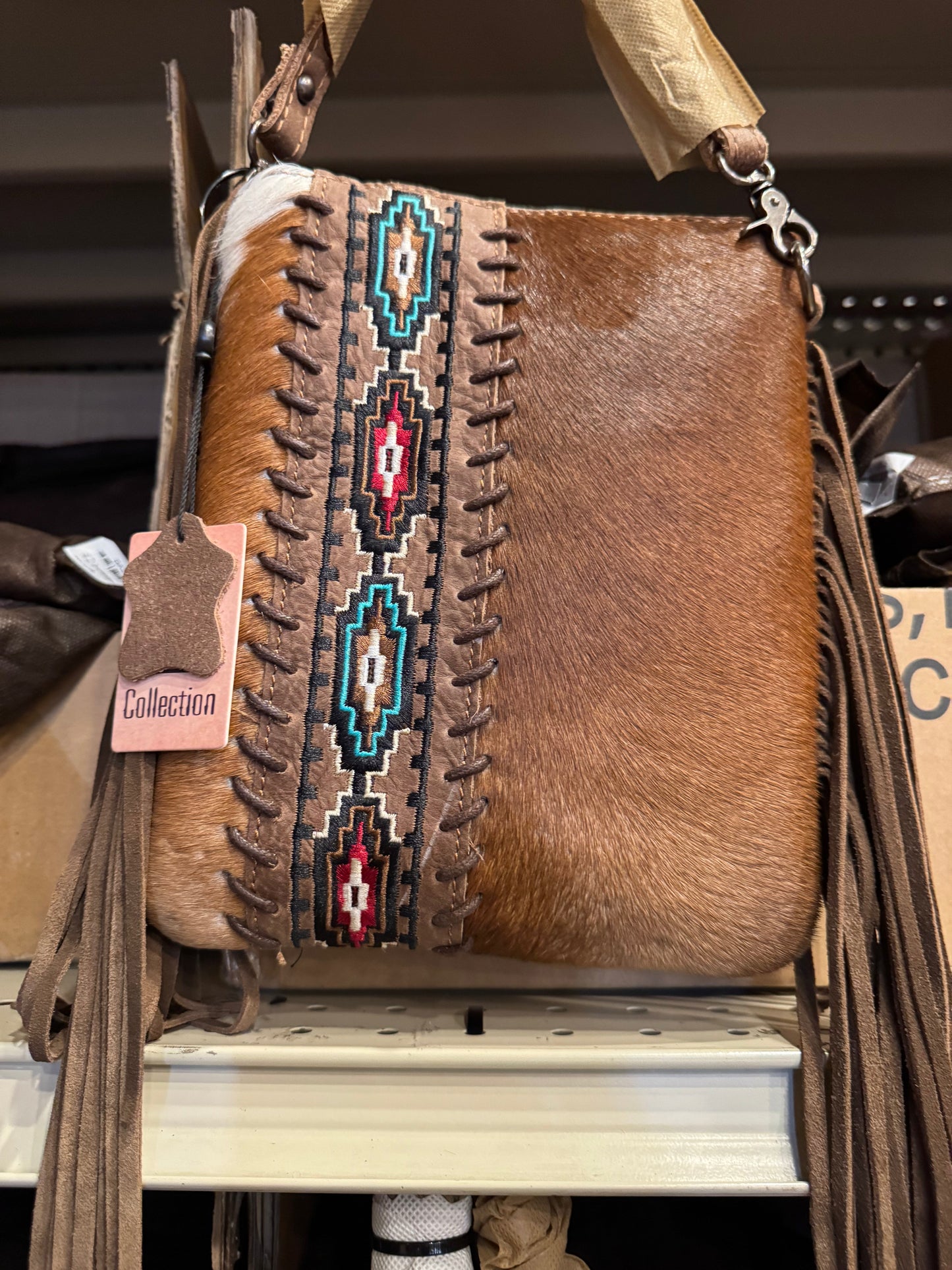 BA2150 Aztec Fringe Crossbody Purse
