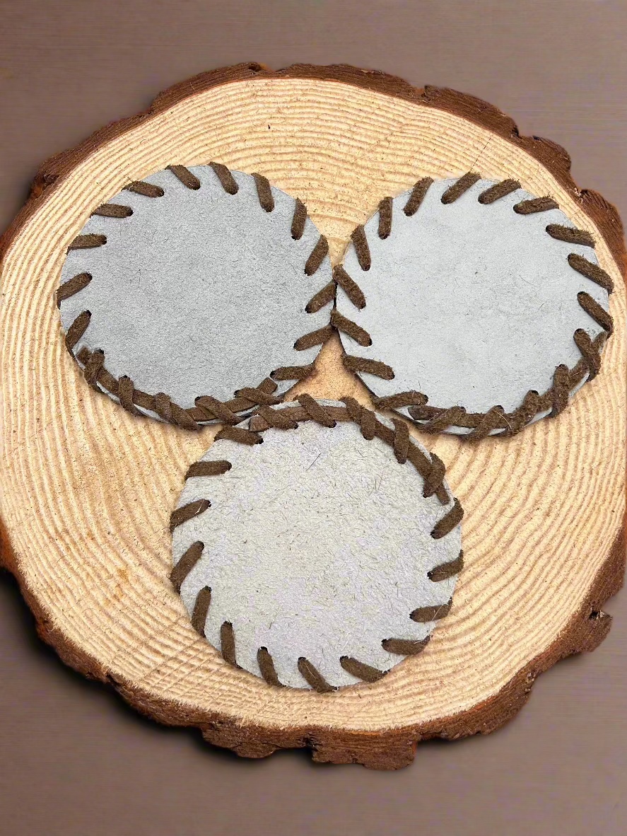 Horse Shoe Cowhide Coaster with Laced Border