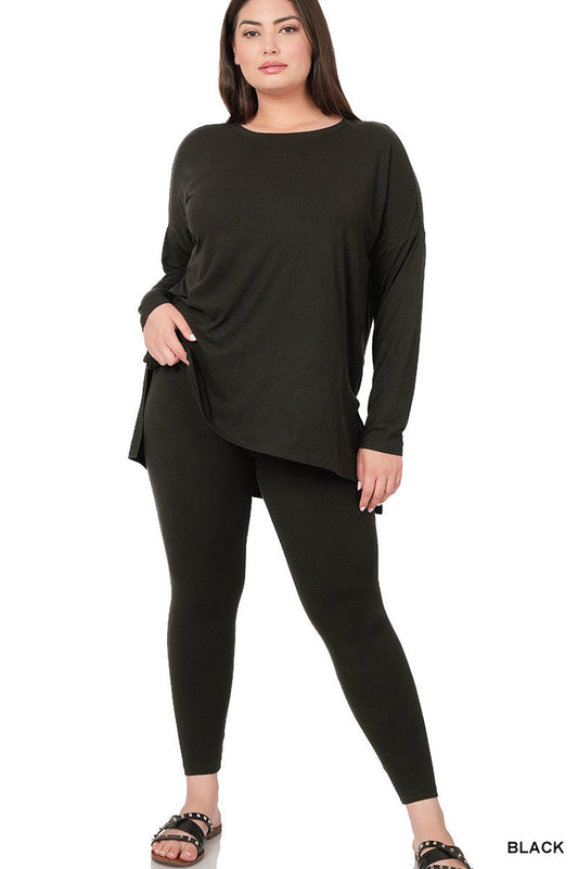Plus size brushed microfiber loungewear set