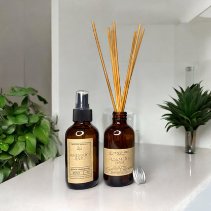 Rosemary + Sage - REED DIFFUSER, Herbal Aromatherapy Home Fragrance