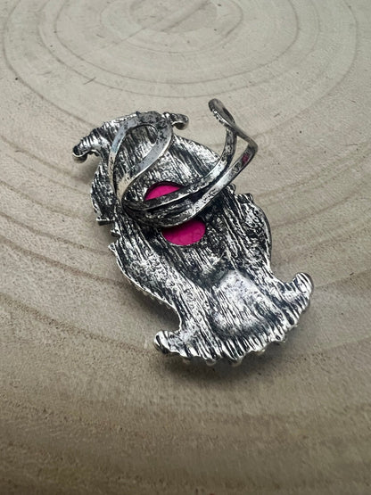 Adjustable Concho Ring with Faux Pink Stone