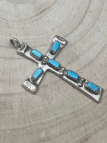 C. Iule Zuni Handmade Turquoise Cross Pendant