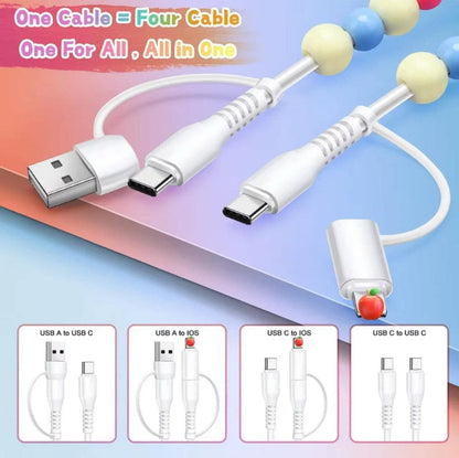 The Onion Patch - Cowboy Pearl & Turquoise Beaded 4-IN-1 Charging Cable