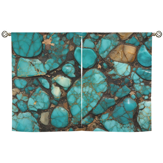 Turquoise Window Curtains 28"x40" (2-Piece) Made in America