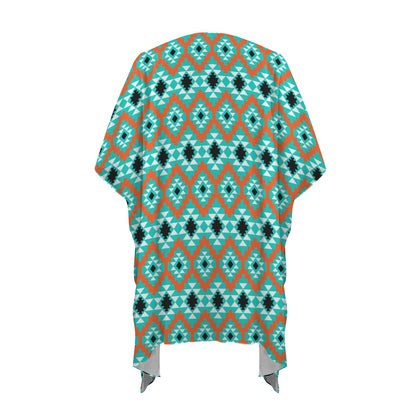 Turquoise Aztec Duster Kimono Coverup